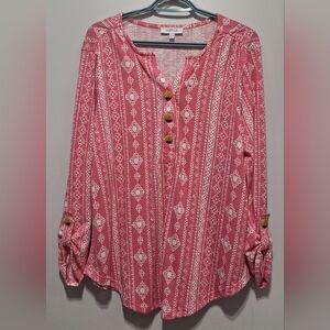 NWT XL Pink Patterned Women's Top